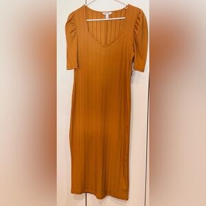 NWT Nine West Ribbed Puff Sleeved Dress.  Size L